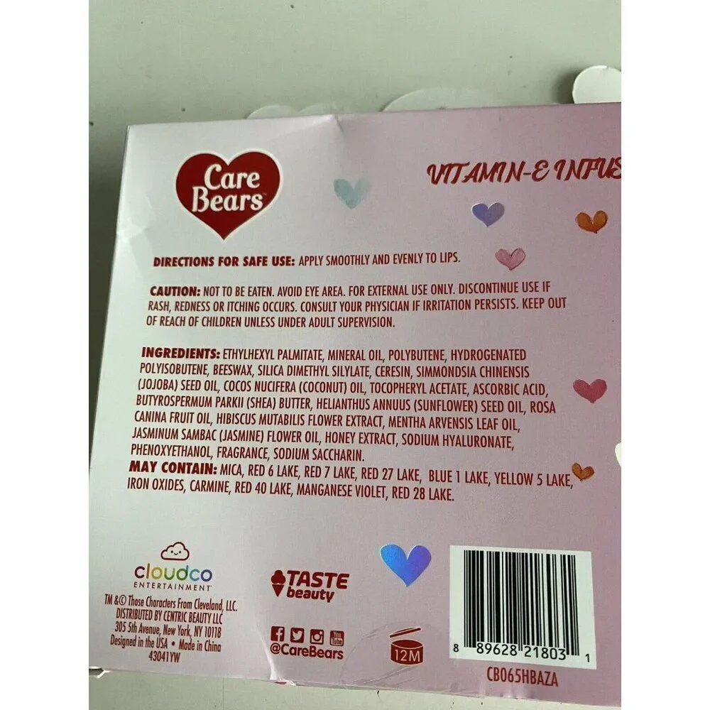 Set Of 4 Taste Beauty CARE BEARS Vitamin E Infused‎ Flavored Lip Oil Valentines